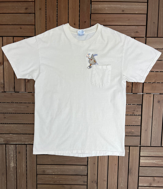 Hershey's Kisses Embroidered Graphic Tee | Size Large | Vintage 1990s Candy White Promotional T-Shirt |