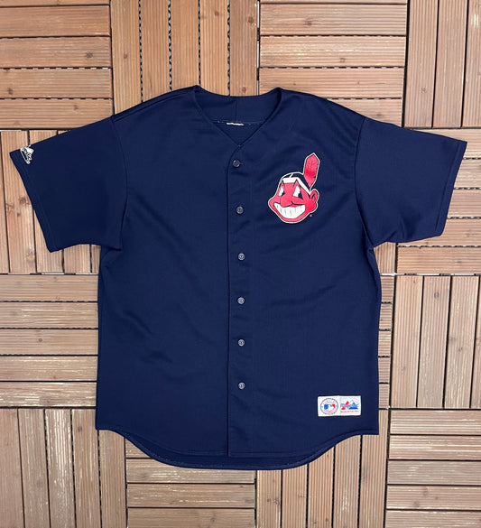 Cleveland Indians Kenny Lofton Baseball Jersey | Size XX-Large | Vintage 1990s MLB Baseball Blue Jersey |