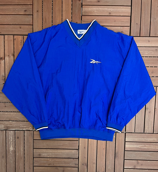 Reebok Embroidered Graphic Windbreaker | Size Large | Vintage 2000s Reebok Branded Blue Jacket |