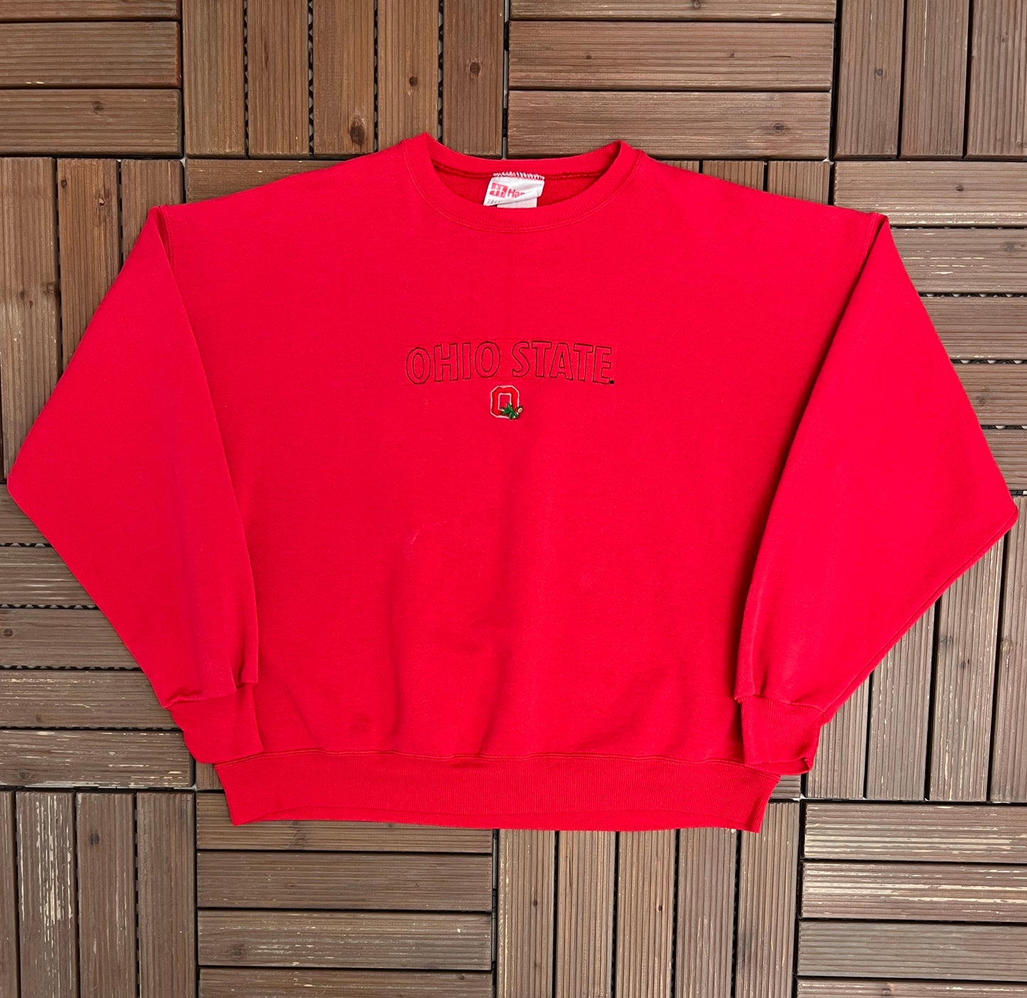 Ohio State Buckeyes Embroidered Graphic Crewneck | Size Medium | Vintage 1990s College Red Sweater |