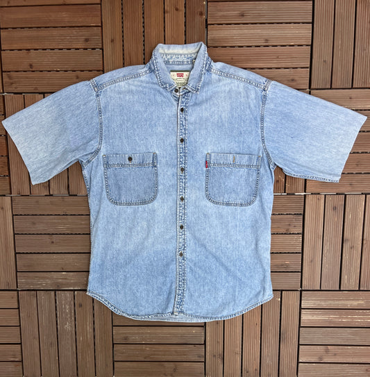 Levi's Thin Denim Collared Shirt | Size Large | Vintage 2000s Light Blue Denim T-Shirt |