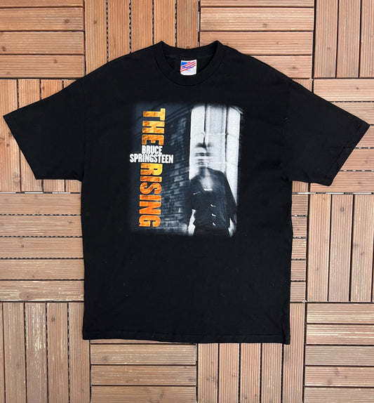 Bruce Springsteen The Rising Tour 2002 Graphic Tee | Size X-Large | Vintage 2000s Rock Band Black T-Shirt |