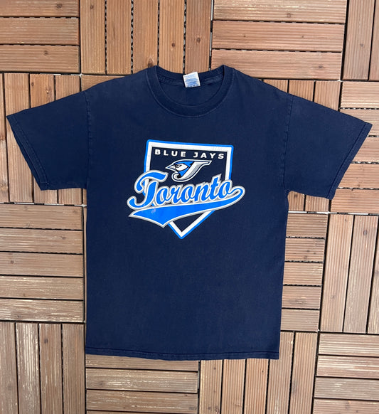 Toronto Blue Jays Graphic Tee | Size Medium | Vintage 2000s MLB Baseball Blue T-Shirt |