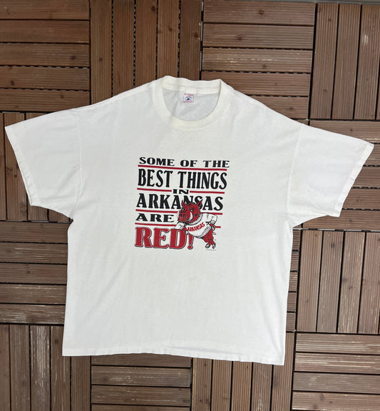 Arkansas Razorbacks Best Things In Arkansas Are Red Graphic Tee | Size XX-Large | Vintage 1990s College White T-Shirt |