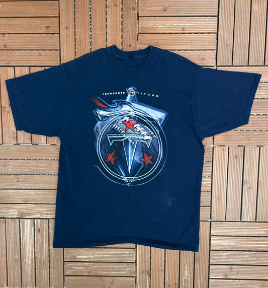 Tennessee Titans Graphic Tee | Size X-Large | Vintage 2000 NFL Football Blue T-Shirt |
