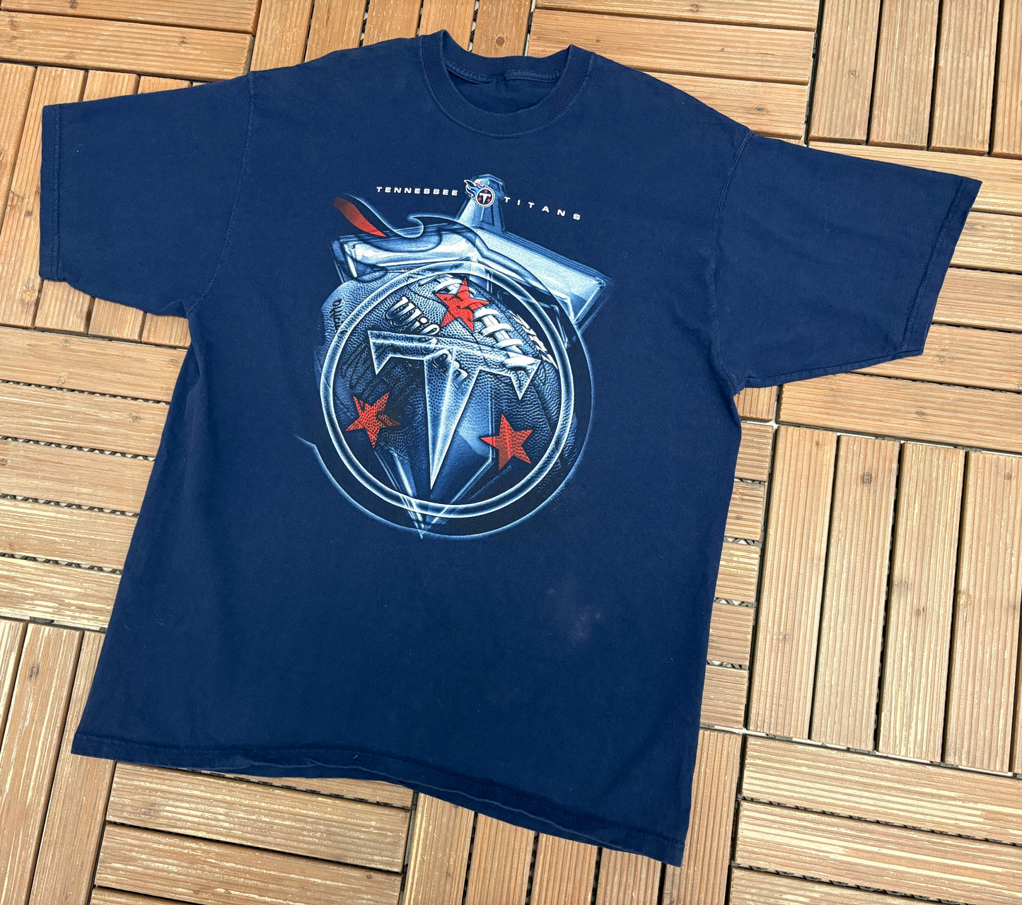 Tennessee Titans Graphic Tee | Size X-Large | Vintage 2000 NFL Football Blue T-Shirt |