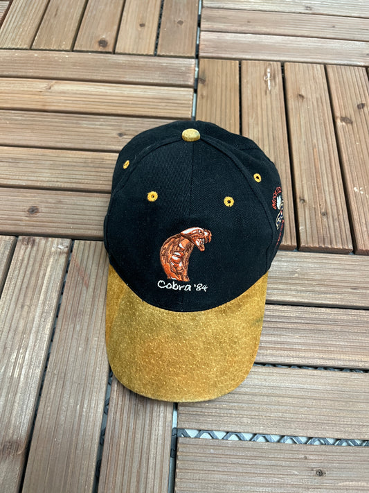 Cobra '84 Whiskey Graphic Hat | Strap Back | Vintage 2000s Promotional Black Cap |