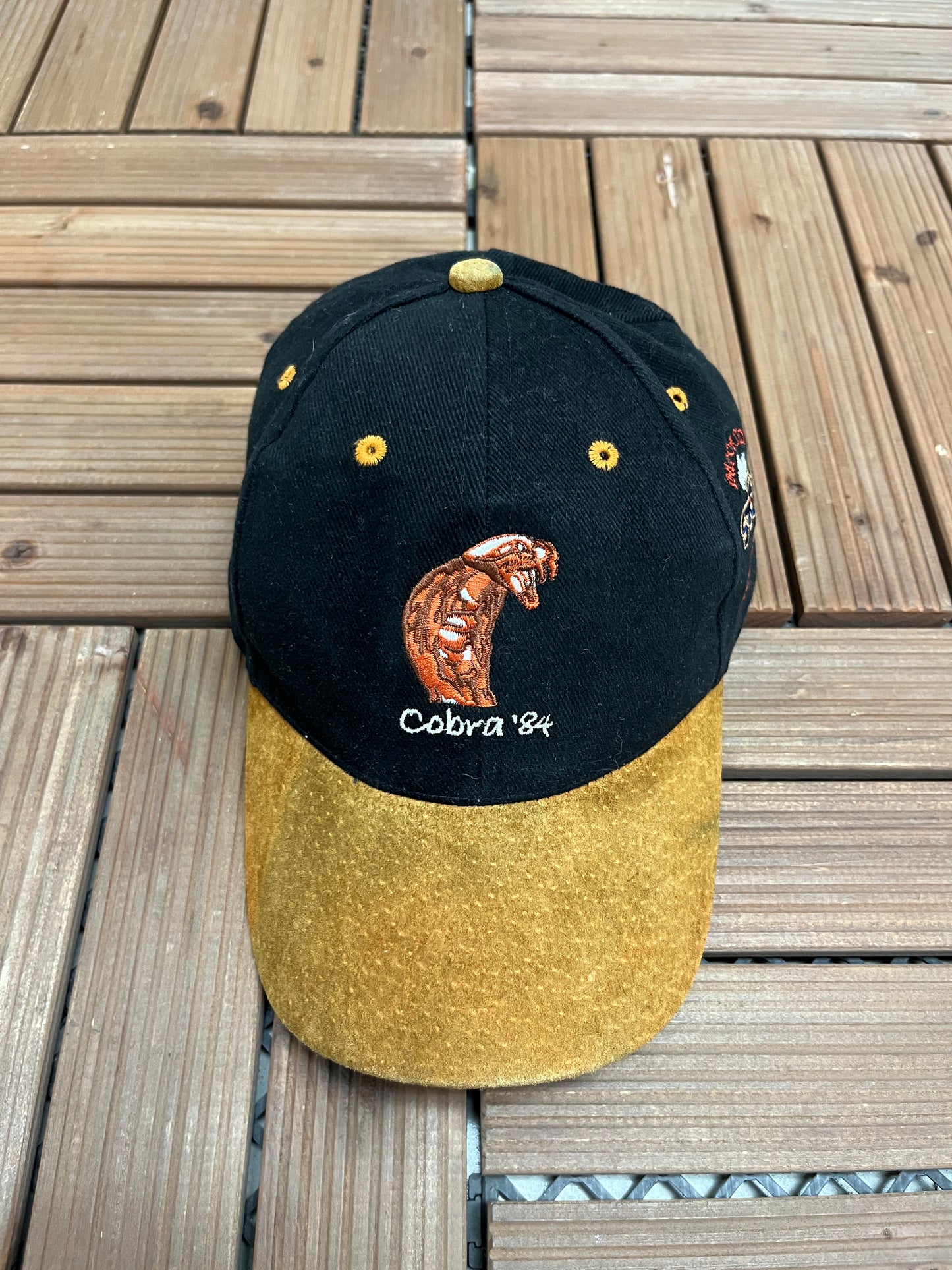 Cobra '84 Whiskey Graphic Hat | Strap Back | Vintage 2000s Promotional Black Cap |