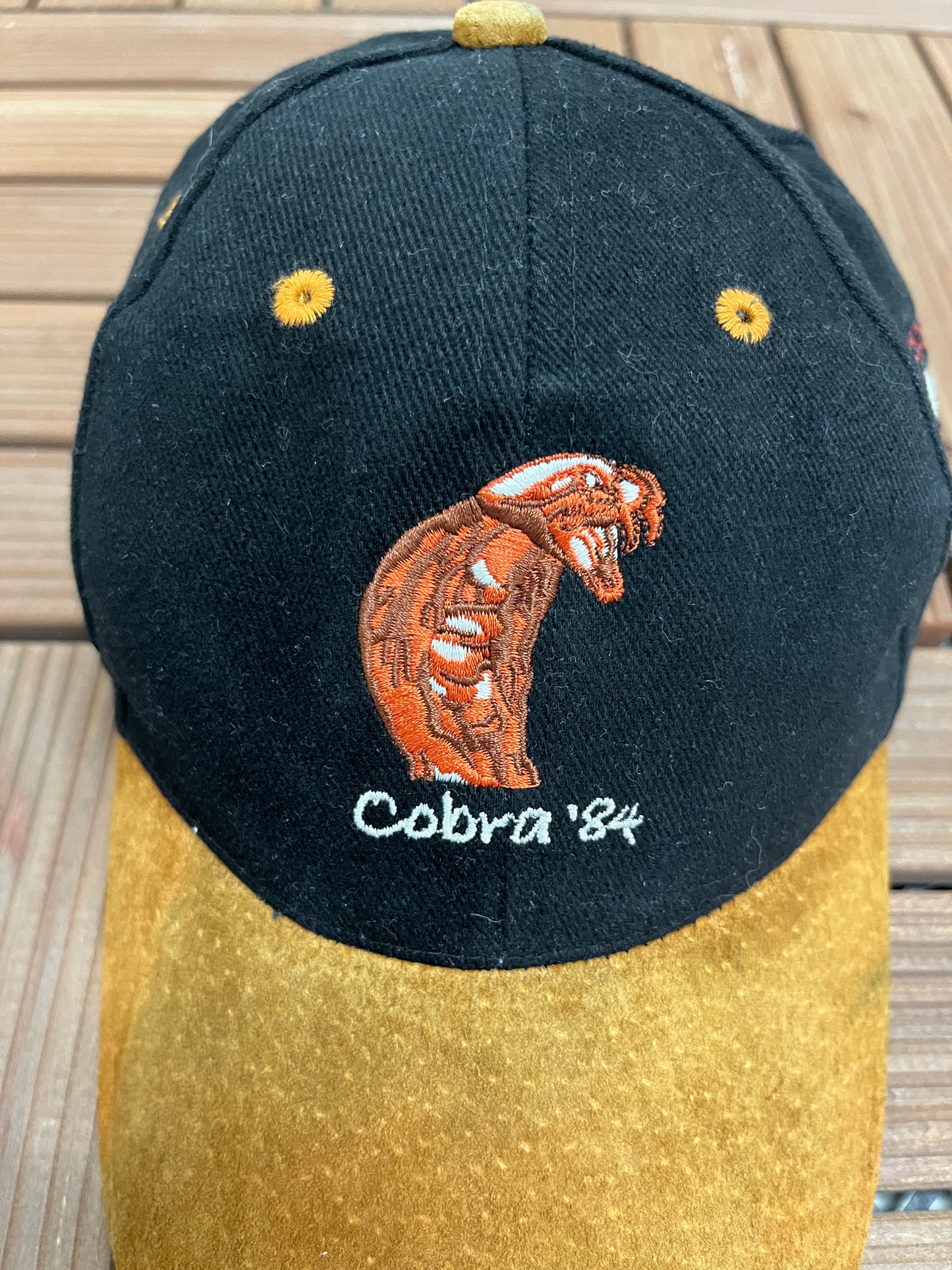 Cobra '84 Whiskey Graphic Hat | Strap Back | Vintage 2000s Promotional Black Cap |