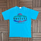 Glacier National Park Graphic Tee | Size Large | Vintage 1990s Tourist Promotional Blue T-Shirt |