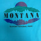 Glacier National Park Graphic Tee | Size Large | Vintage 1990s Tourist Promotional Blue T-Shirt |