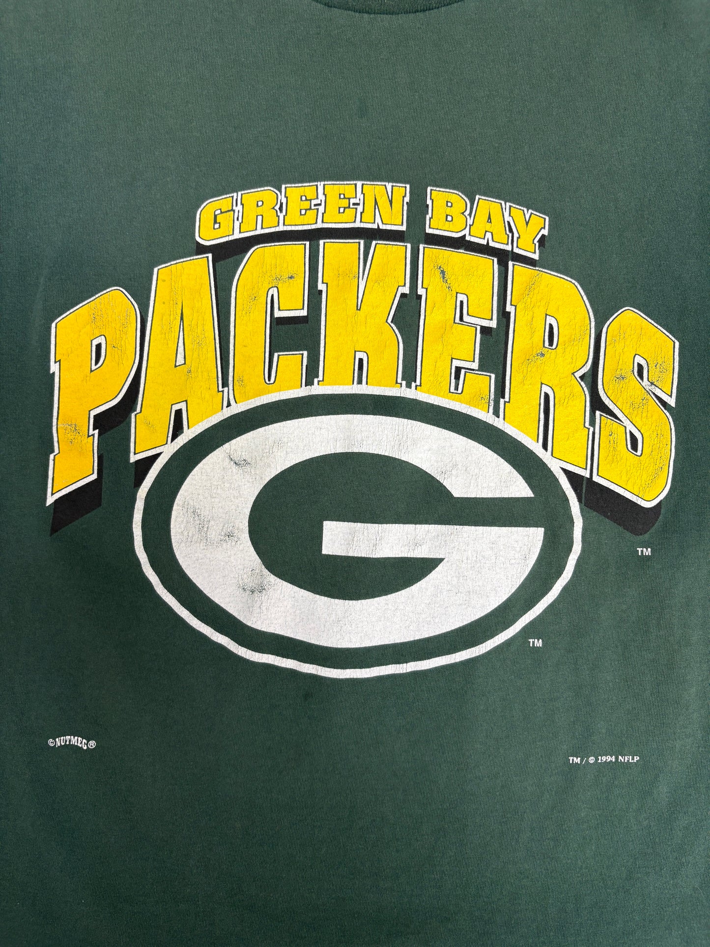 Green Bay Packers Graphic Tee | Size Large | Vintage 1990s NFL Football Green T-Shirt |