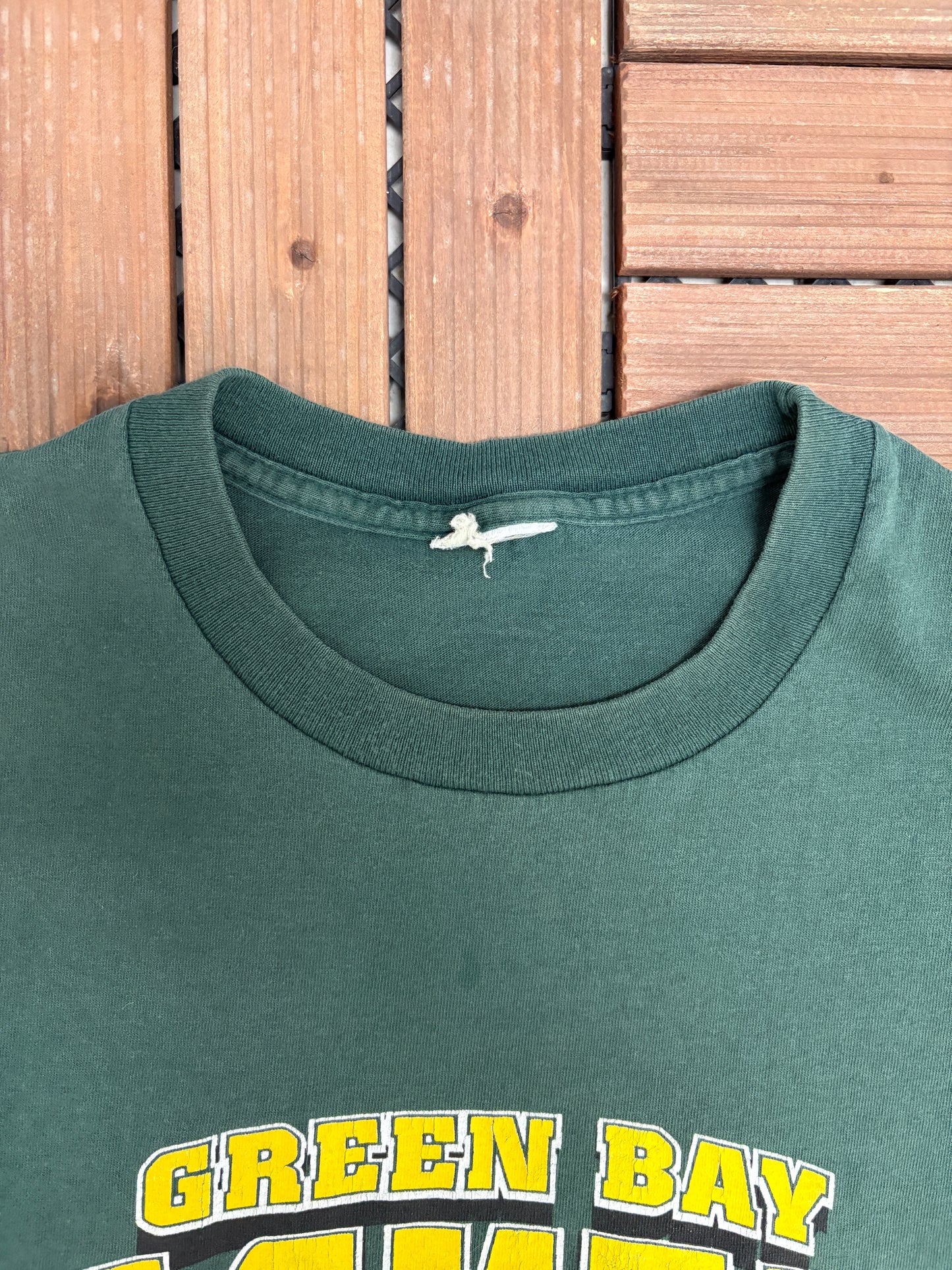 Green Bay Packers Graphic Tee | Size Large | Vintage 1990s NFL Football Green T-Shirt |