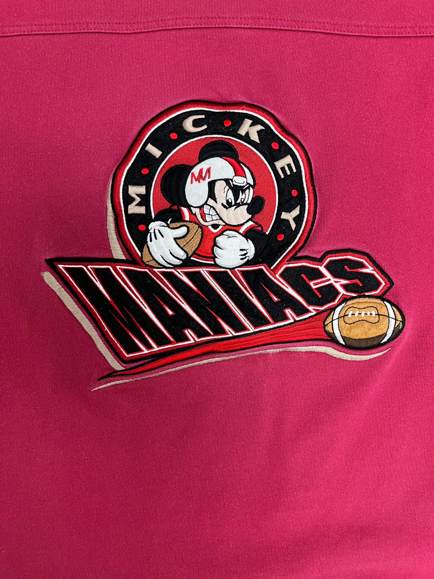 Mickey Maniacs Football Graphic Tee | Size Large | Vintage 1990s Disney Cartoon Red T-Shirt |