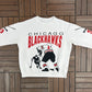 Chicago Blackhawks Graphic Crewneck | Size X-Large | Vintage 1990s NHL Hockey AOP White Sweater |