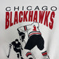 Chicago Blackhawks Graphic Crewneck | Size X-Large | Vintage 1990s NHL Hockey AOP White Sweater |