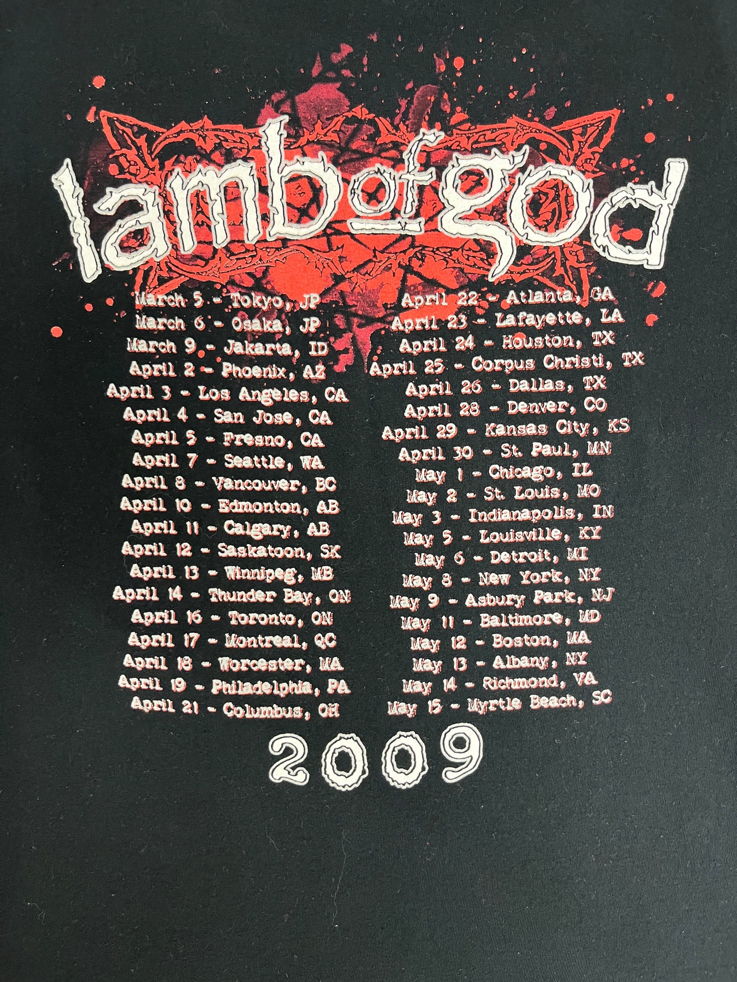 Lamb of God Dead Seeds 2009 Graphic Tee | Size XX-Large | Vintage 2000s Heavy Metal Band Music Black T-Shirt |