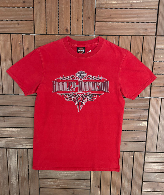 Harley Davidson Marysville, Washington Graphic Tee | Size Medium | Vintage 2000s Motorcycle Biker Red T-Shirt |