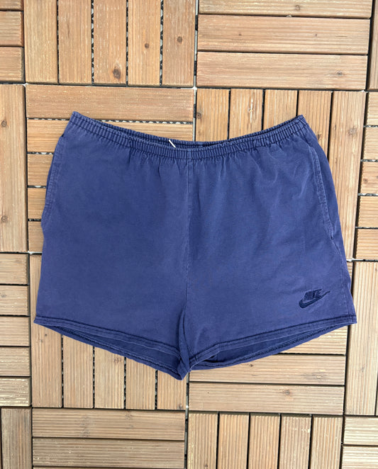 Nike Embroidered Graphic Shorts | Size X-Large | Vintage 1990s Branded Nike Blue Shorts |