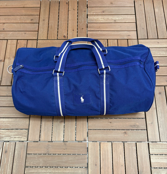 Polo Ralph Lauren Graphic Gym / Duffel Bag | Vintage 2000s Large Blue Bag |