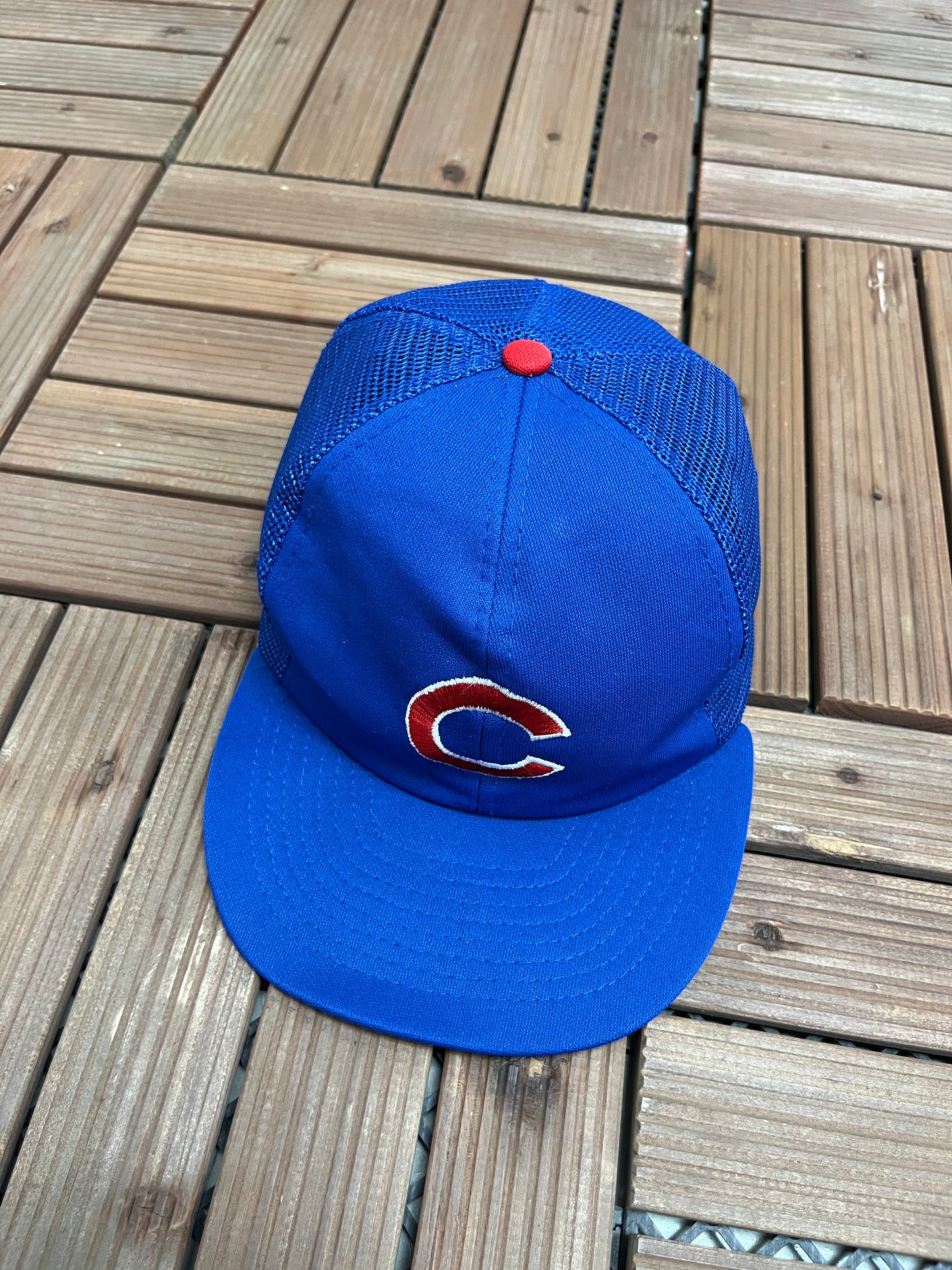 Chicago Cubs Embroidered Graphic Hat | Snap Back | Vintage 1990s MLB Baseball Trucker Blue Cap |