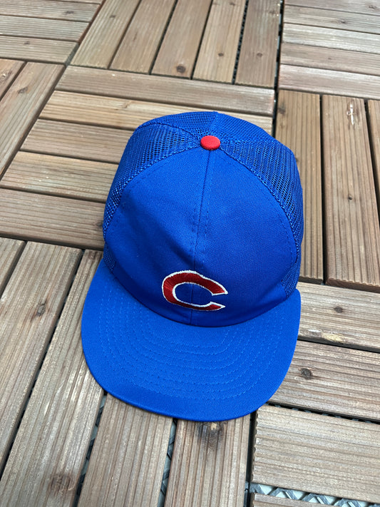 Chicago Cubs Embroidered Graphic Hat | Snap Back | Vintage 1990s MLB Baseball Trucker Blue Cap |