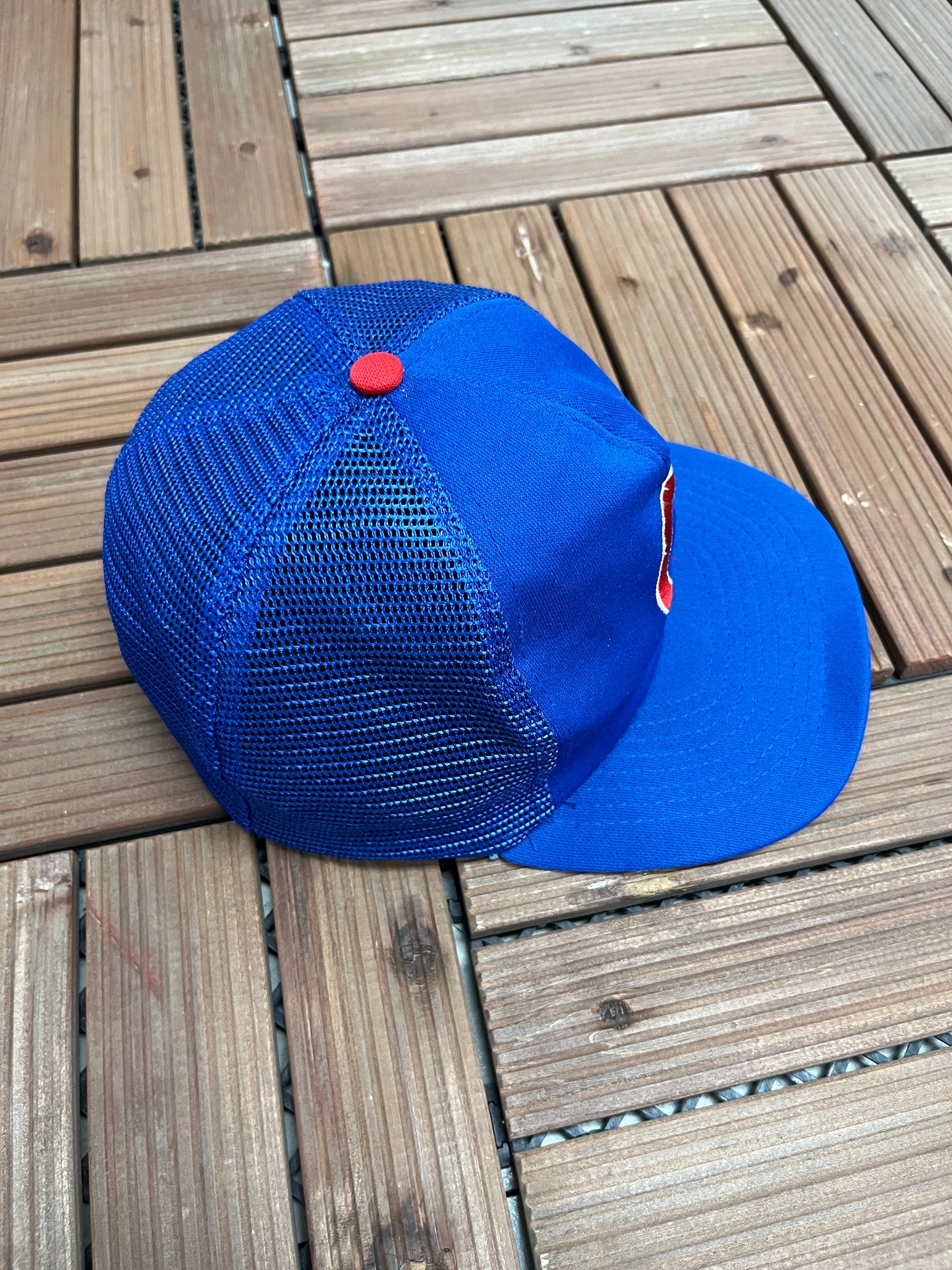 Chicago Cubs Embroidered Graphic Hat | Snap Back | Vintage 1990s MLB Baseball Trucker Blue Cap |