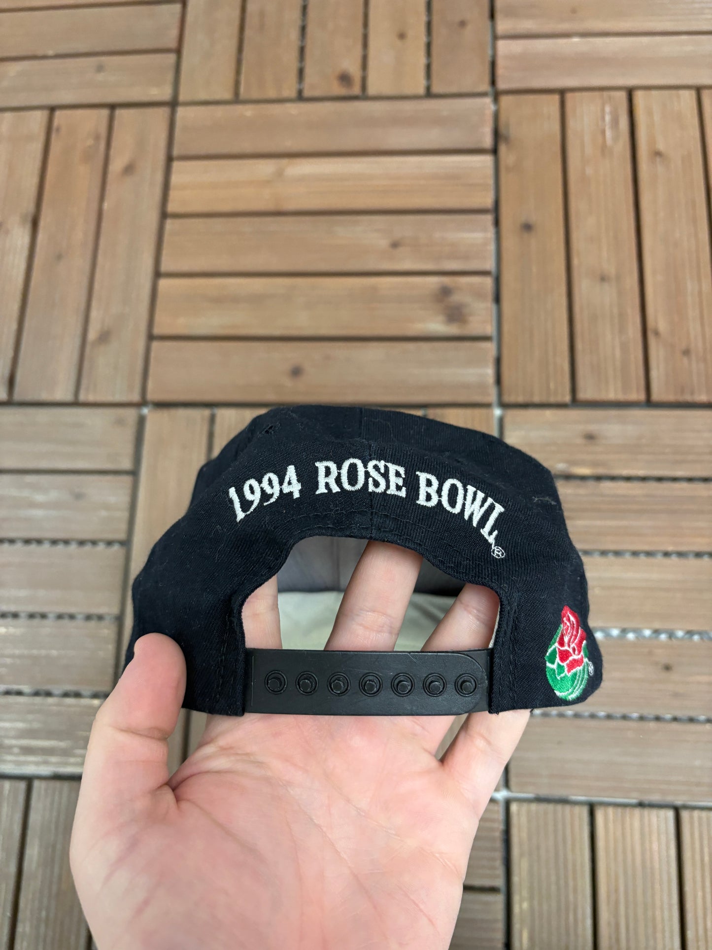 Wisconsin Badgers Rose Bowl 1994 Graphic Hat | Snap Back | Vintage 1990s College Sports Black Cap |