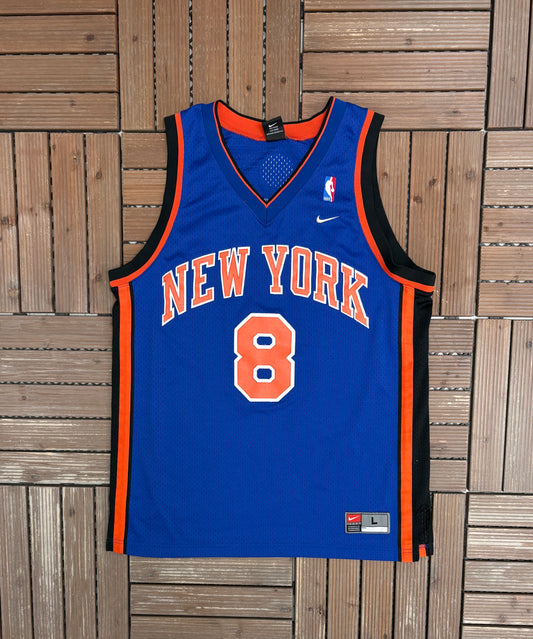 New York Knicks Latrell Sprewell Basketball Jersey | Size Large | Vintage 2000s NBA Basketball Nike Blue Jersey |