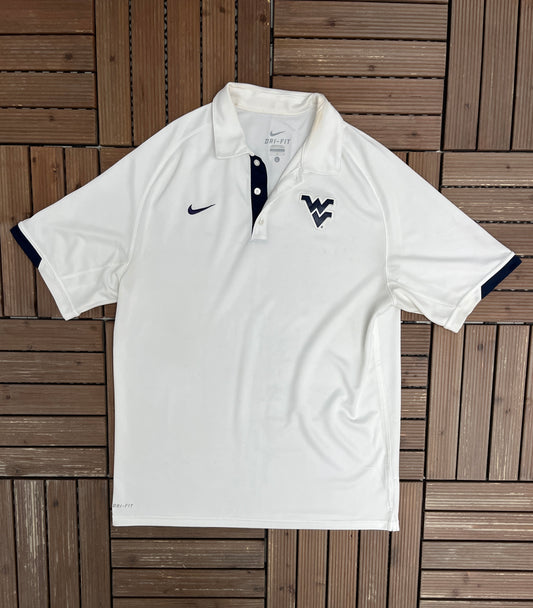 West Virginia Mountaineers Graphic Golf Shirt | Size Large | Modern Nike White T-Shirt |