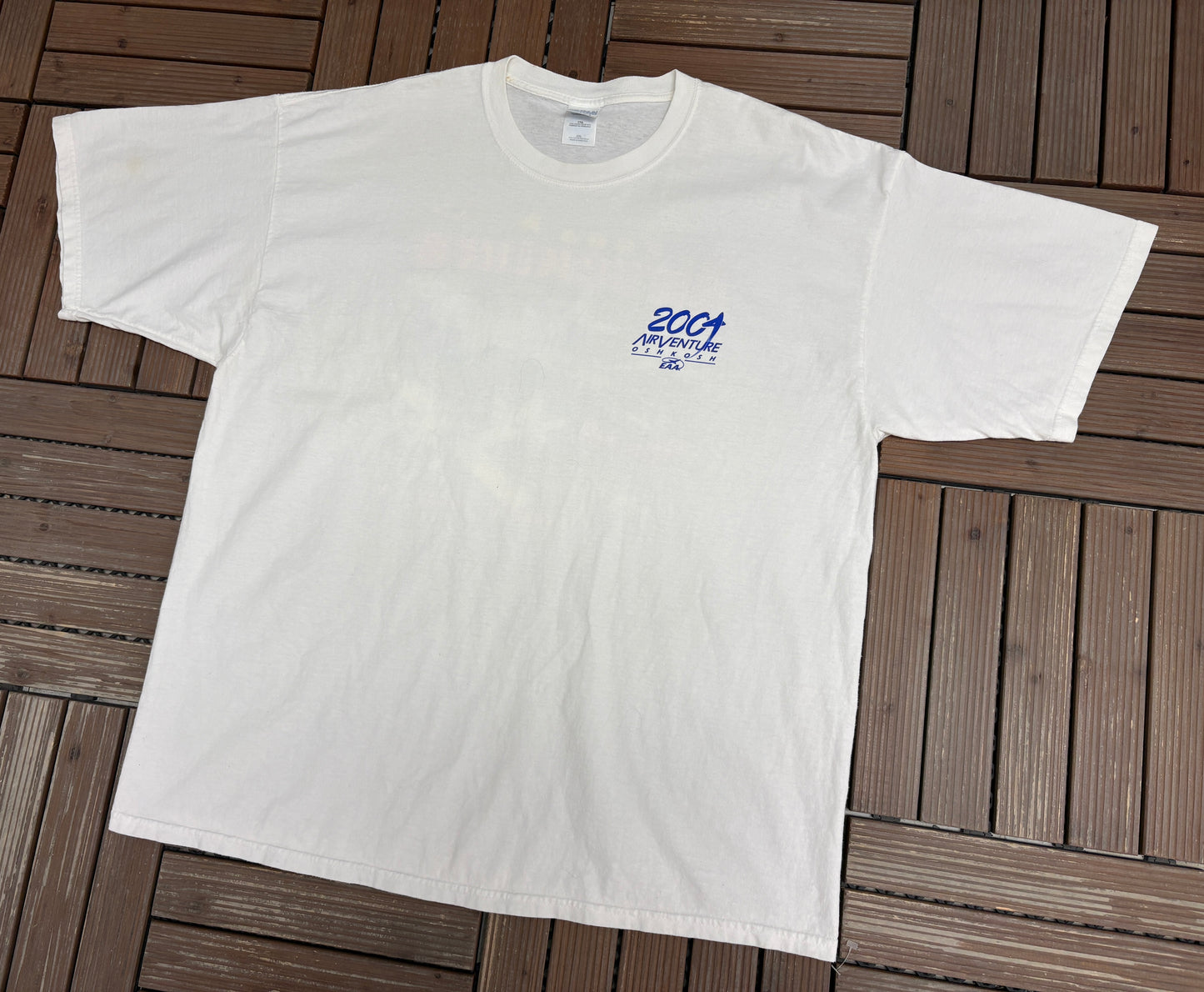 Oshkosh Airventure 2004 Graphic Tee | Size XX-Large | Vintage 2000s Promotional White T-Shirt |