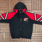 Detroit Red Wings Graphic Jacket | Size Large | Vintage 1990s NHL Hockey Black Jacket |