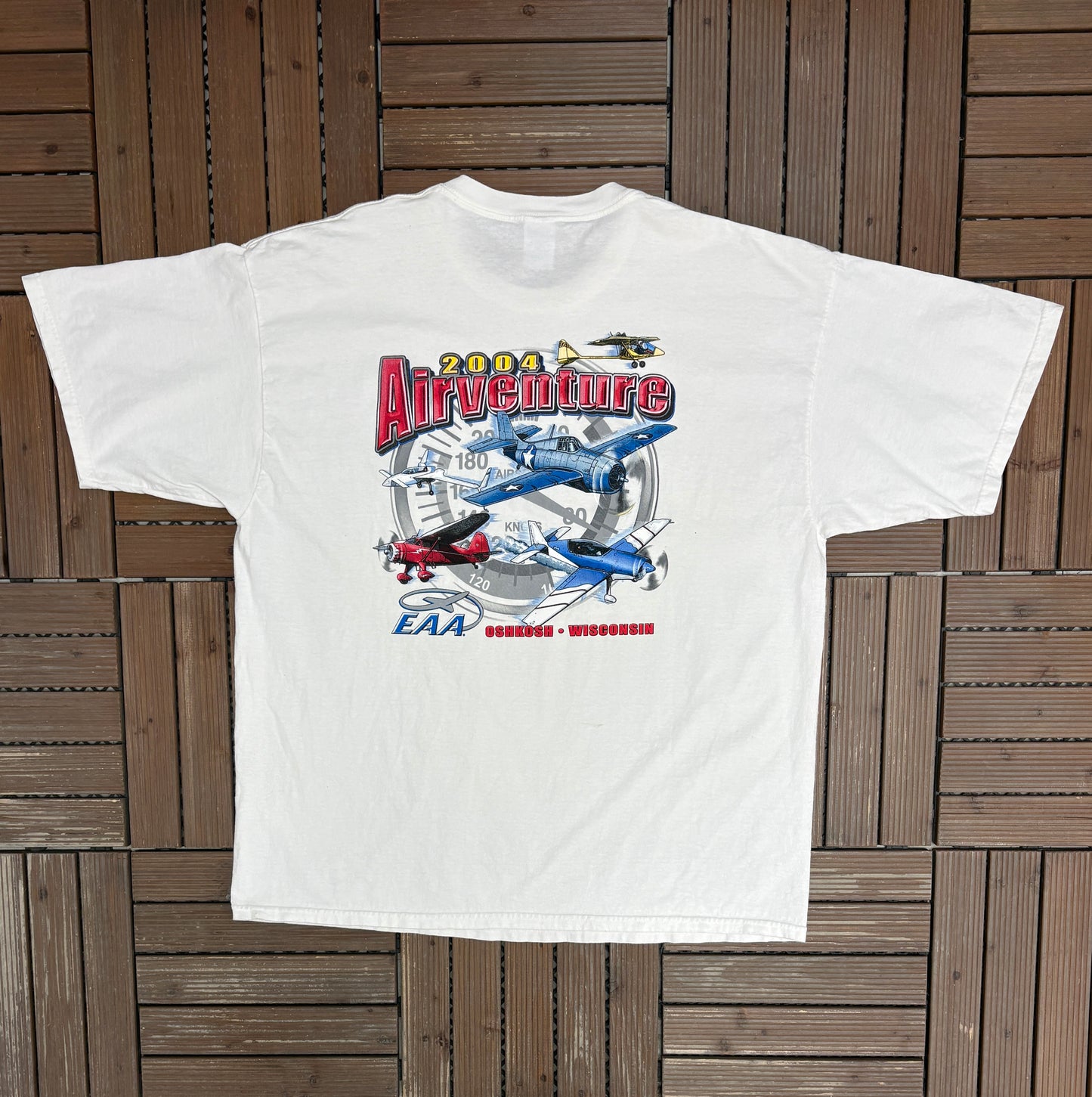 Oshkosh Airventure 2004 Graphic Tee | Size XX-Large | Vintage 2000s Promotional White T-Shirt |