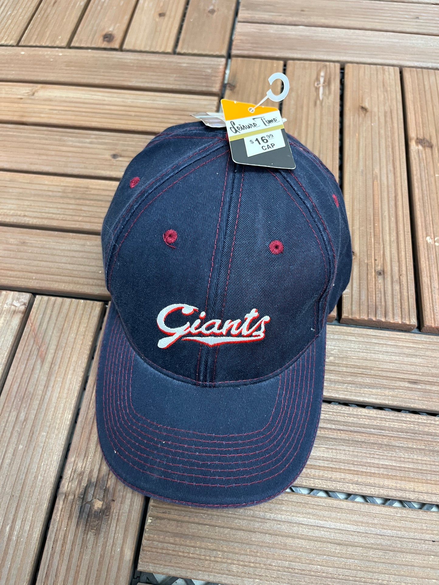 New York Giants Graphic Hat | Strap Back | Vintage 1990s NFL Football Blue Cap |