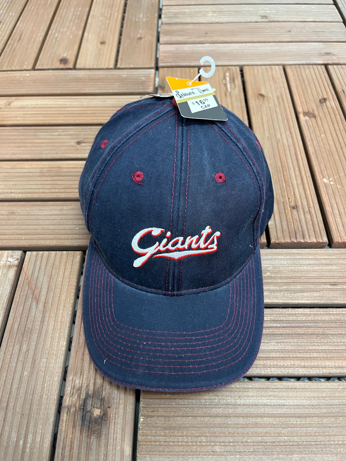 New York Giants Graphic Hat | Strap Back | Vintage 1990s NFL Football Blue Cap |