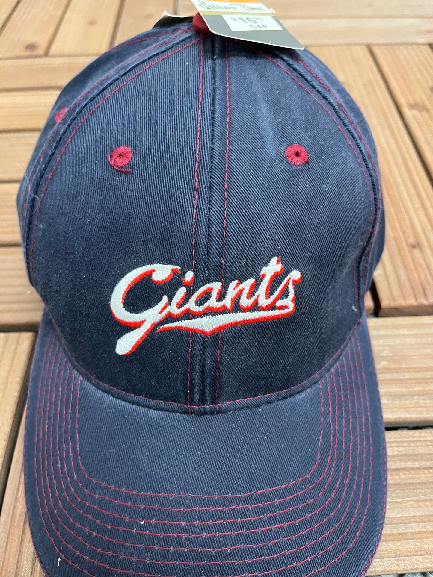 New York Giants Graphic Hat | Strap Back | Vintage 1990s NFL Football Blue Cap |