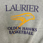 Laurier Golden Hawks Basketball Graphic Crewneck | Size Large | Vintage 2000s University Grey Sweater |