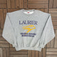 Laurier Golden Hawks Basketball Graphic Crewneck | Size Large | Vintage 2000s University Grey Sweater |