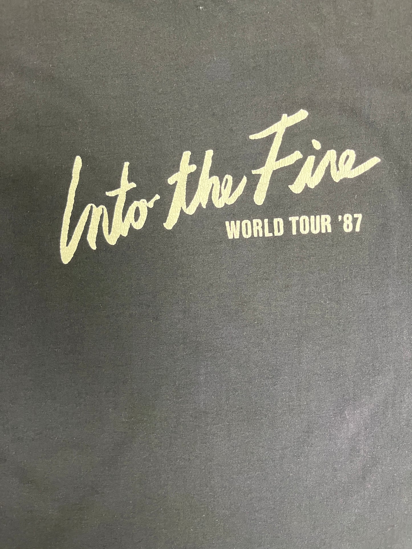 Bryan Adams Into The Fire Tour 1987 Graphic Tee | Size X-Large | Vintage 1990s Canadian Rock Black T-Shirt |