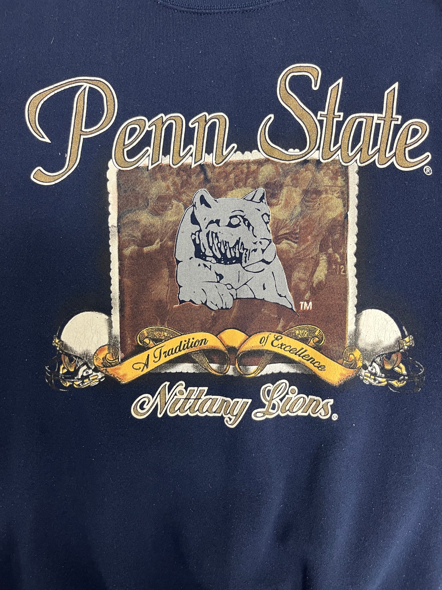 Penn State Nittany Lions Graphic Crewneck | Size Large | Vintage 1990s Blue College Sweater |