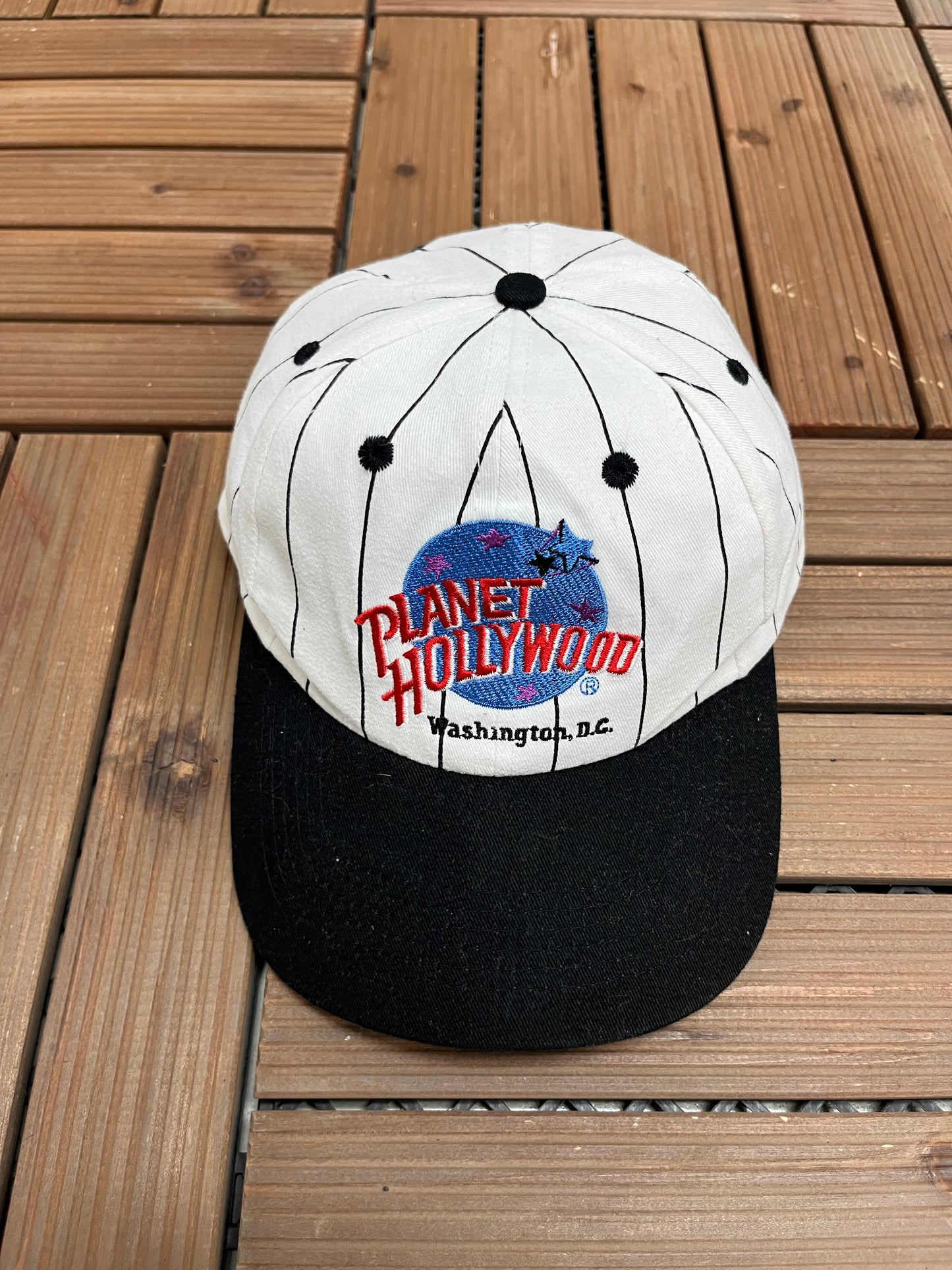 Planet Hollywood Washington, DC Graphic Hat | Snap Back | Vintage 1990s Tourist Promotional Cap |