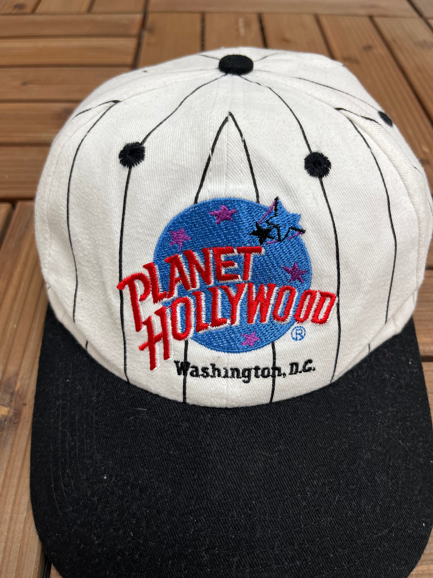 Planet Hollywood Washington, DC Graphic Hat | Snap Back | Vintage 1990s Tourist Promotional Cap |