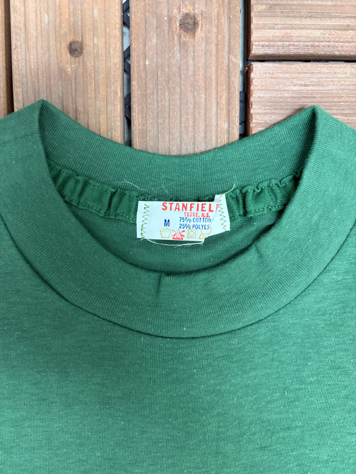 Stanfield's Blank Green Pocket Tee | Size Medium | Vintage 1980s Made in Canada Blank Green T-Shirt |