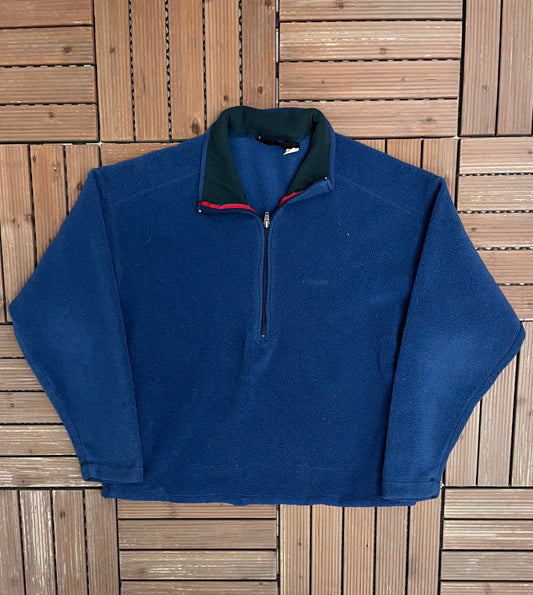 Patagonia Embroidered Graphic Fleece Sweater | Size X-Large | Vintage 1990s Made in USA Blue Sweater |