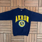 University of Akron Zips Graphic Crewneck | Size X-Small | Vintage 1990s College Blue Sweater |