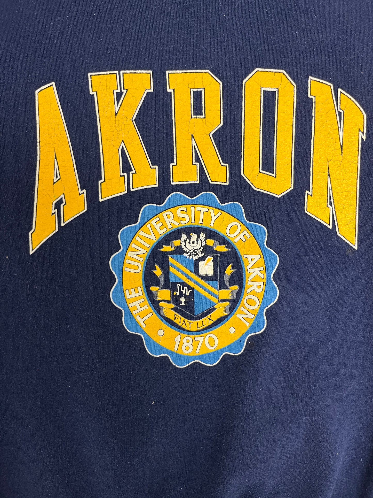 University of Akron Zips Graphic Crewneck | Size X-Small | Vintage 1990s College Blue Sweater |