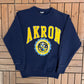 University of Akron Zips Graphic Crewneck | Size X-Small | Vintage 1990s College Blue Sweater |