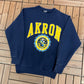 University of Akron Zips Graphic Crewneck | Size X-Small | Vintage 1990s College Blue Sweater |