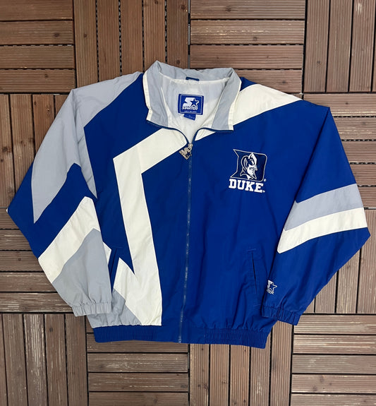 Duke Blue Devils Graphic Windbreaker | Size X-Large | Vintage 1990s College Sports Blue Jacket |