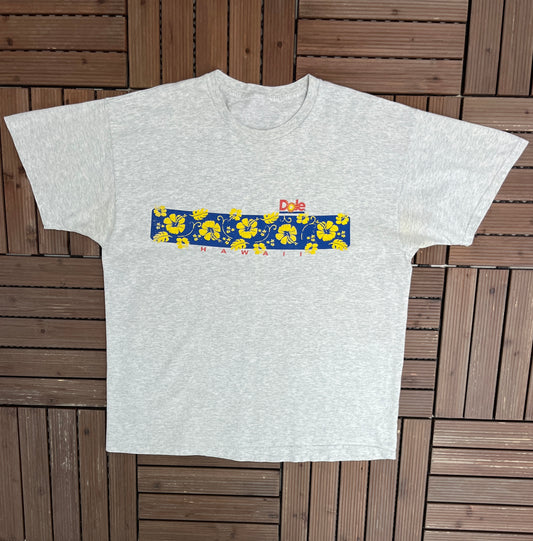 Dole Juice Hawaii Graphic Tee | Size X-Large | Vintage 2000s Juice Promotional Grey T-Shirt |